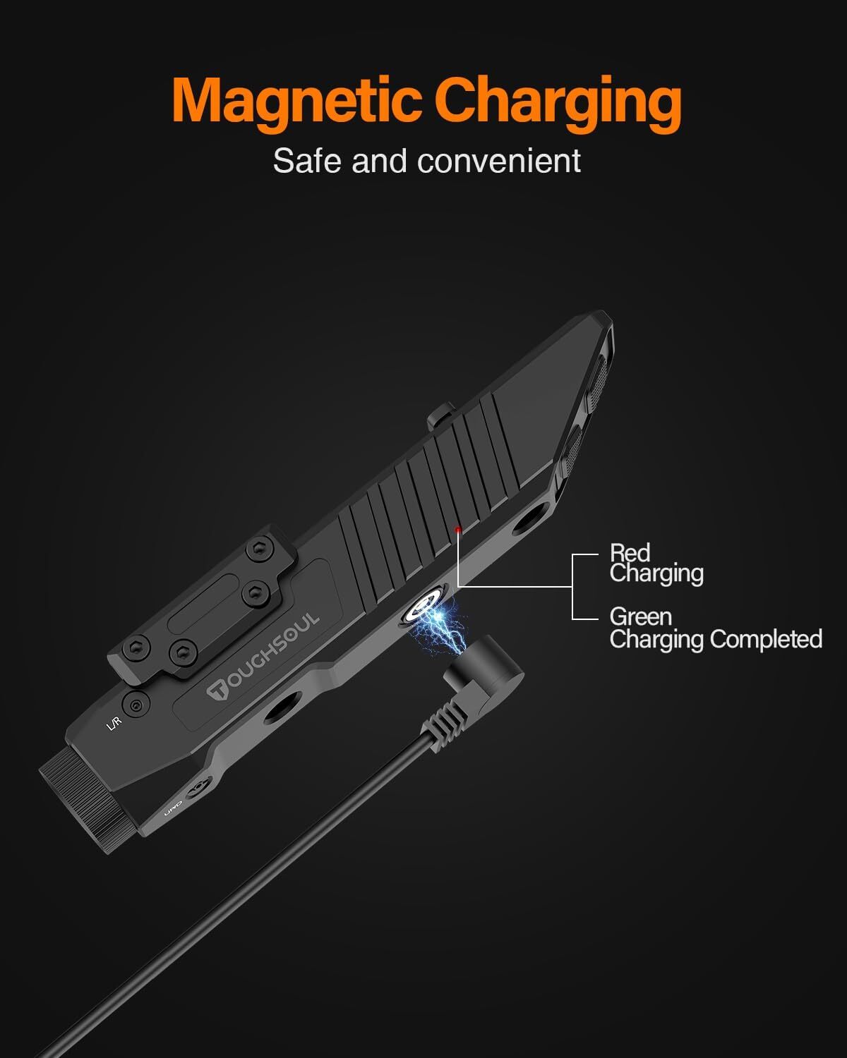 TOUGHSOUL 1450 Lumens Dual Rail Tactical Flashlight with Red/Green Laser Sight
