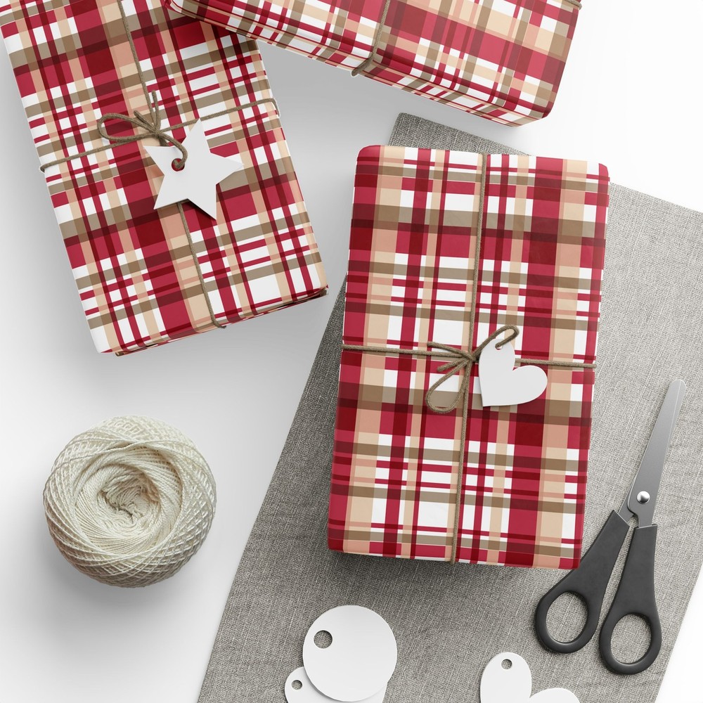 Red And Tan Print Wrapping Papers