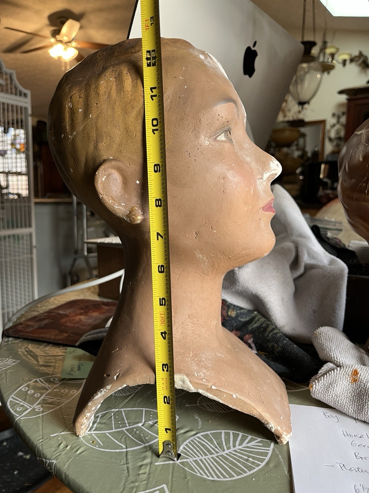 Antique, 1900’s Plaster Child Mannequin Bust, German, Brown Eyes, Blond Hair