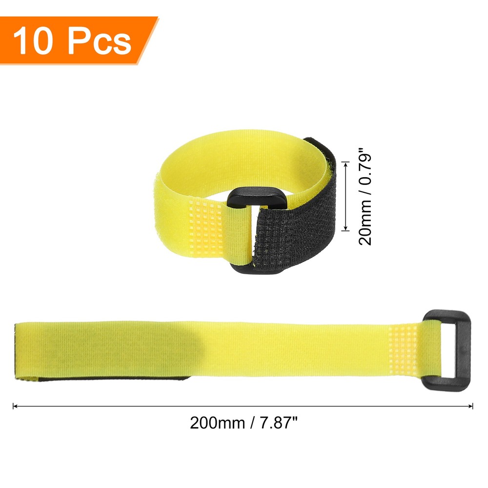 10 Pcs Battery Tie Down Straps, 0.8" x 8" Yellow Nylon Hold Down Hook Loop Strap