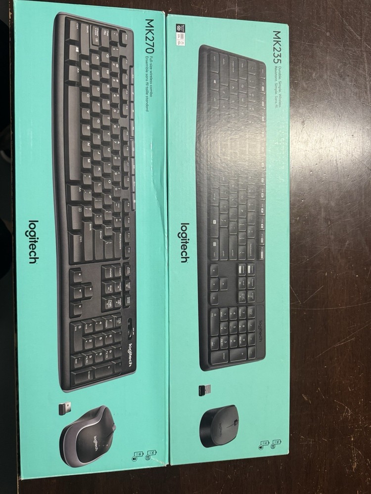 Logitech MK235 MK270 Wireless Keyboard Mouse Bundle Plug & Play Black