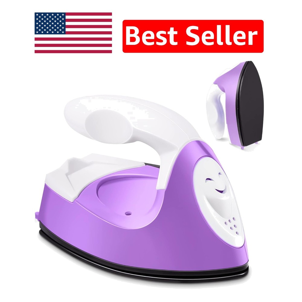 Portable Purple Mini Craft Iron with Charging Base - Ideal for Small Projects