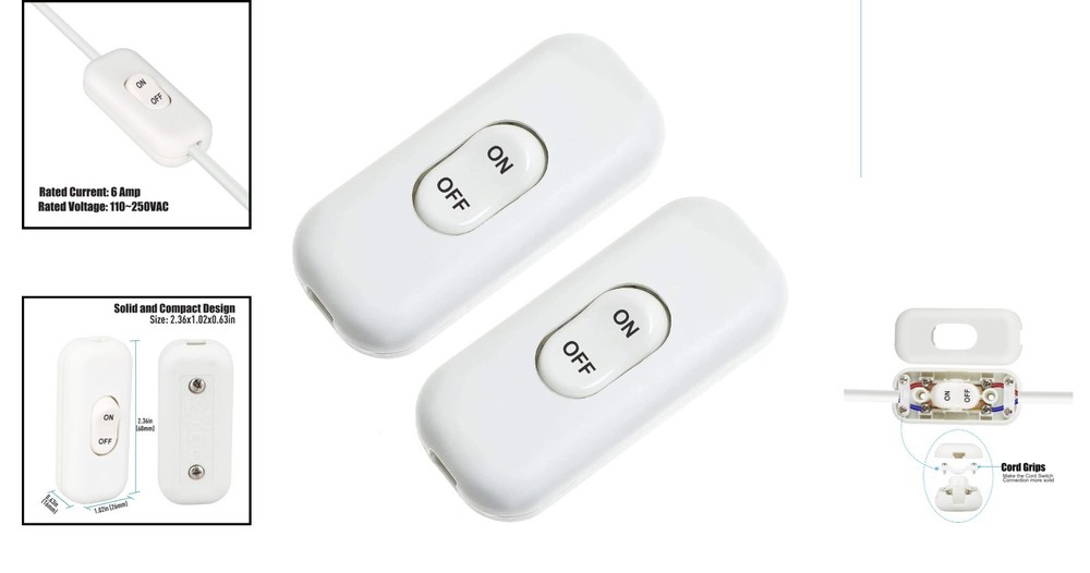 Durable Inline Switch 2-Pack - Reliable Control for Table Lamps and Appliances