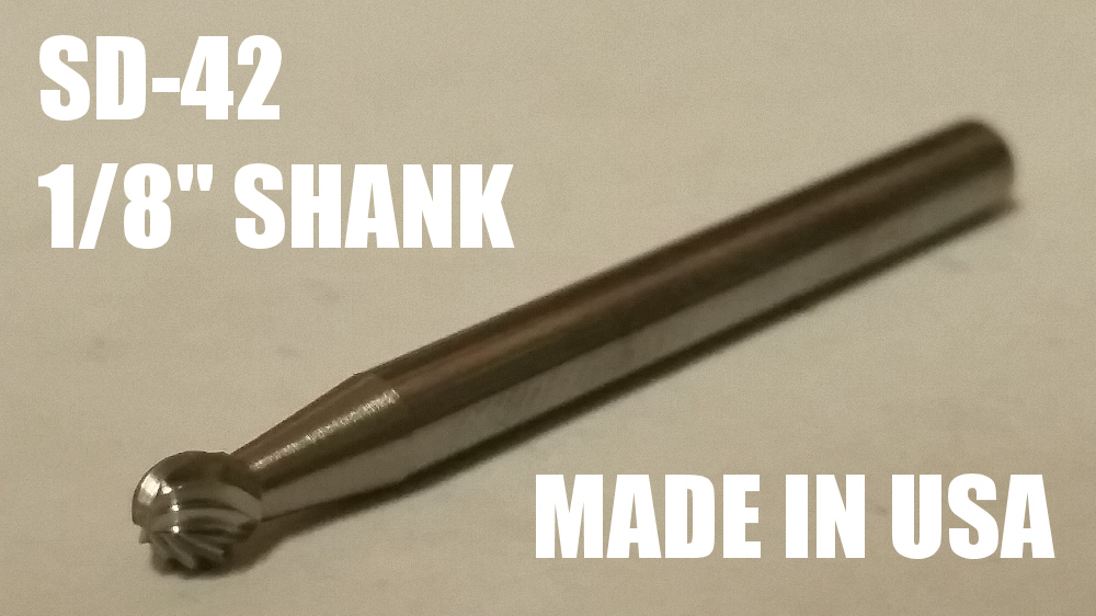 SD42D Ball Shape SOLID Carbide Burr Bur Cutting Tool Die Grinder Bit 1/8"