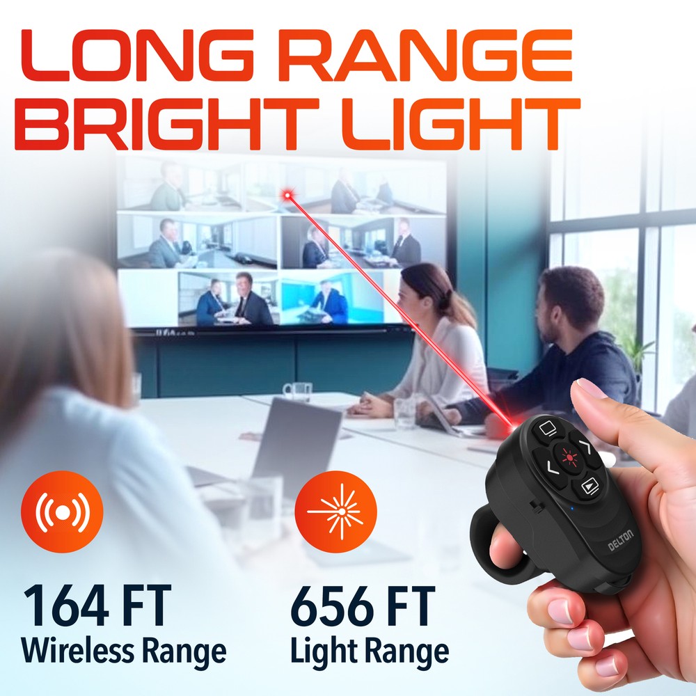 Delton P48 Laser Pointer, Presenter Clicker Wireless upto 200 Meter Range, Black