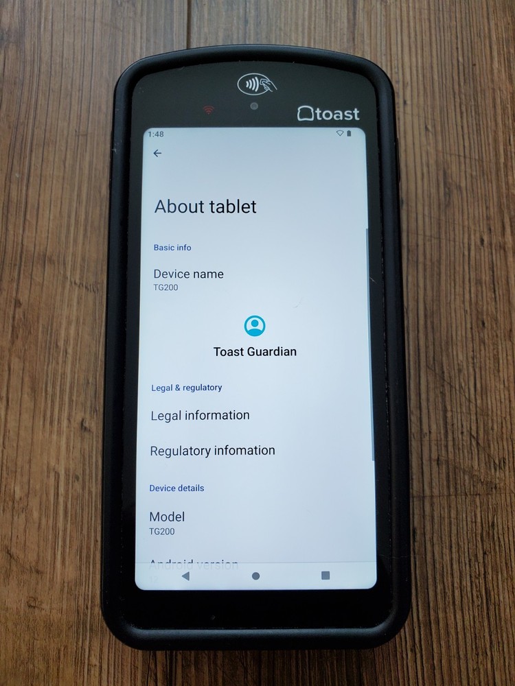 Toast Flex POS Go 2 Handheld Tablet Mobile Computer Device - MPN: TG200