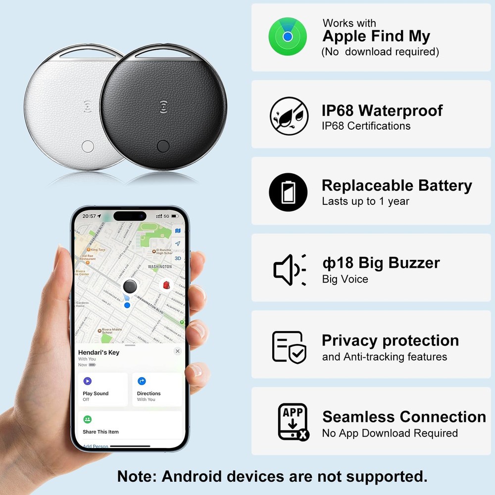 Air Tracker Tags-4 Pack, Smart Tag Work Compatible with 4 Black/White