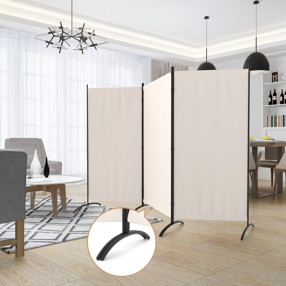 White 3 Panel Room Divider Privacy Screen Portable Folding Partition for Office