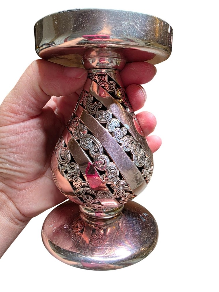 ONE BRIGHTON 5" CANDLE STICK SILVER CANDLESTICK SCROLL DESIGN SILVER PLATED 83A