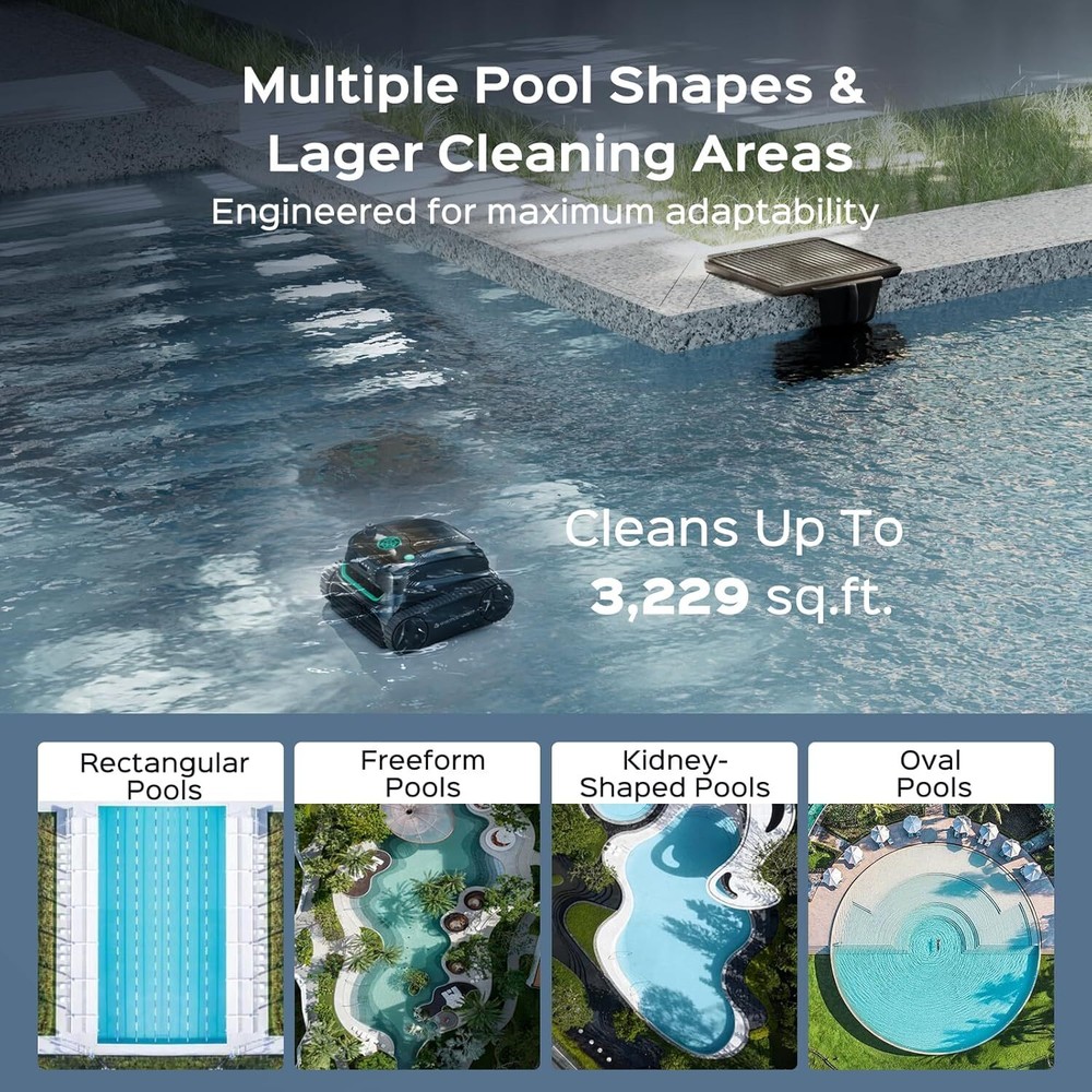 WYBOT S2 Solar Powered Pool Cleaner Robotic Pool Vacuum Wall Climb Automatic