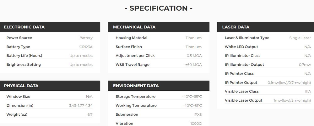 Holosun LE117-R Titanium Single Collimated Red Laser Pointer