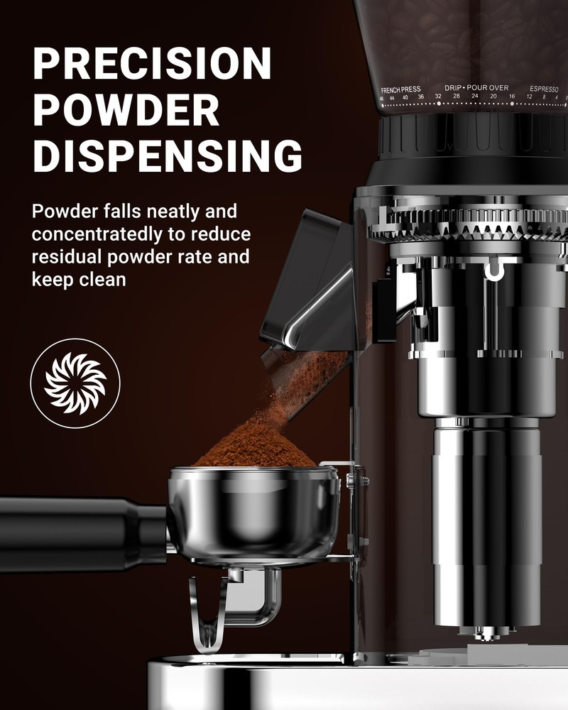 AMZCHEF Coffee Grinder for Home, Precise Grinding, 24 Settings, LED Control