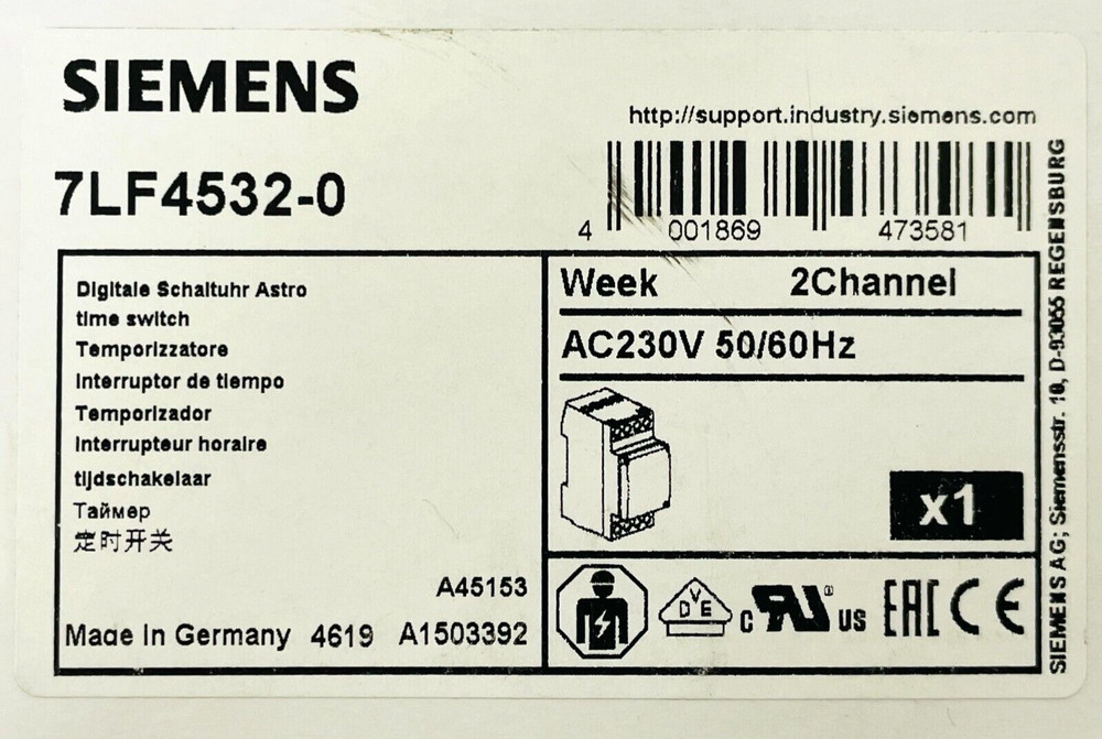 SIEMENS 7LF4532-0 Digital Time Switch