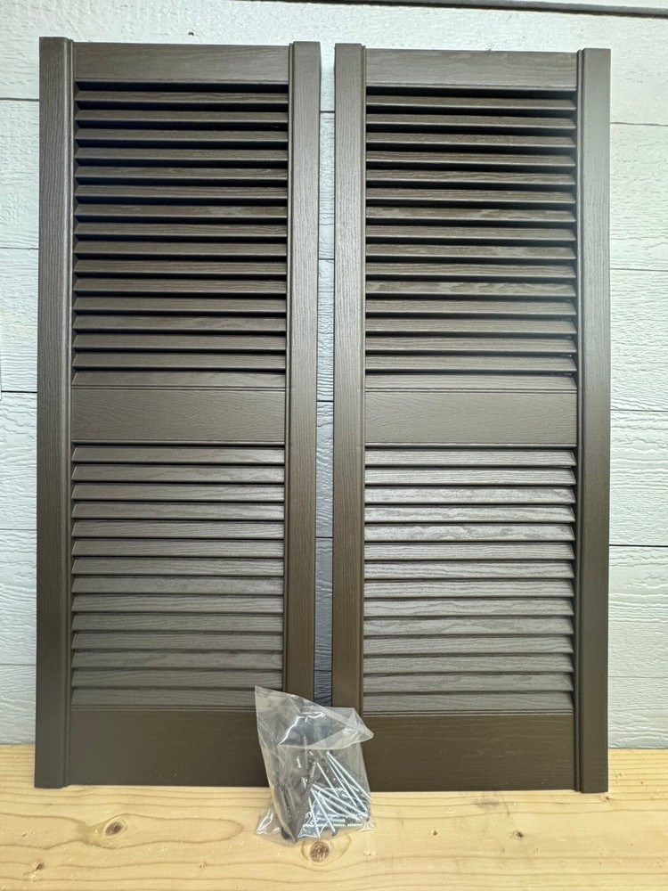 MASTIC 15" X 39" OPEN LOUVERED SHUTTER PAIR WITH HARDWARE