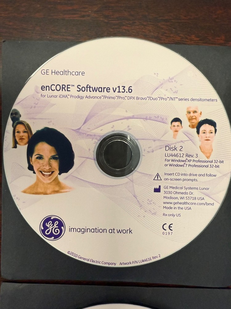 G2U GE enCORE Software Version 136 Disk 123 Part LU44651 for Lunar Bone D