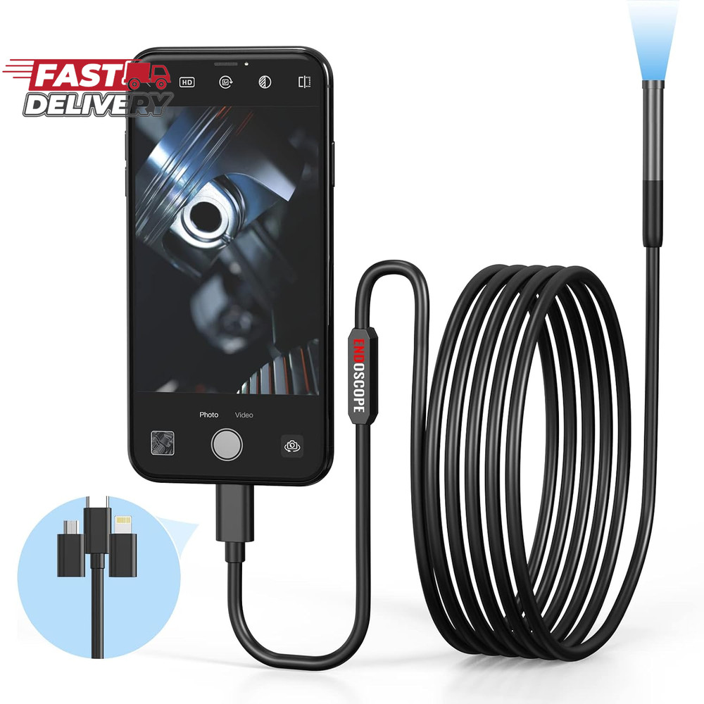 Endoscope Camera with Light, Borescope with 6 LED Lights,Endoscope with 9.8Ft Se