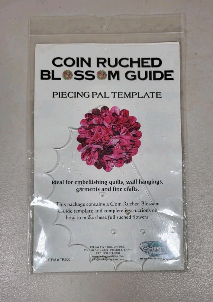 QCI Coin Ruched Blossom Guide Piecing Pal Template with Instructions