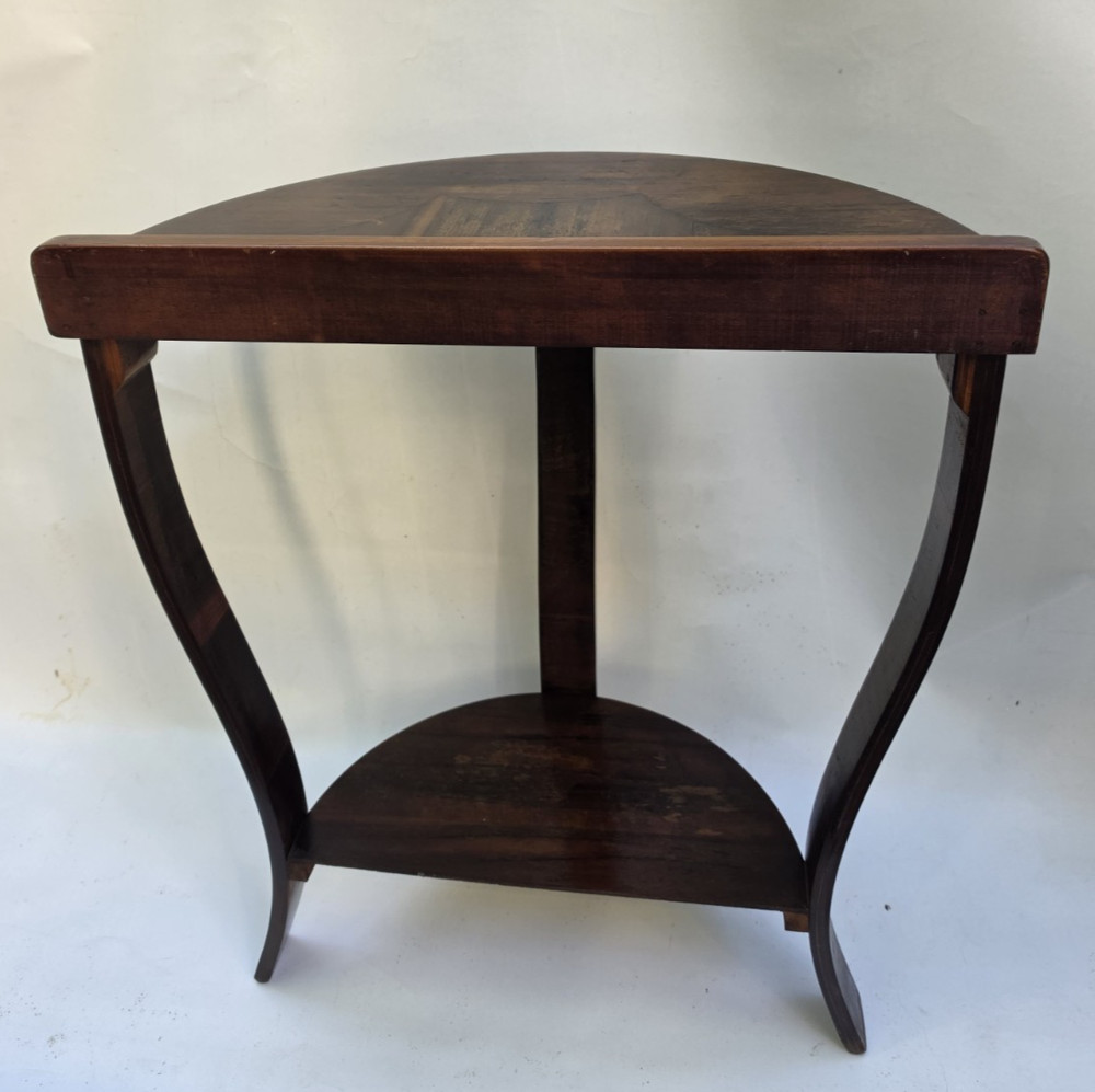 1930's Art Deco Walnut Inlayed Half Round Side Table by Blyth Maker