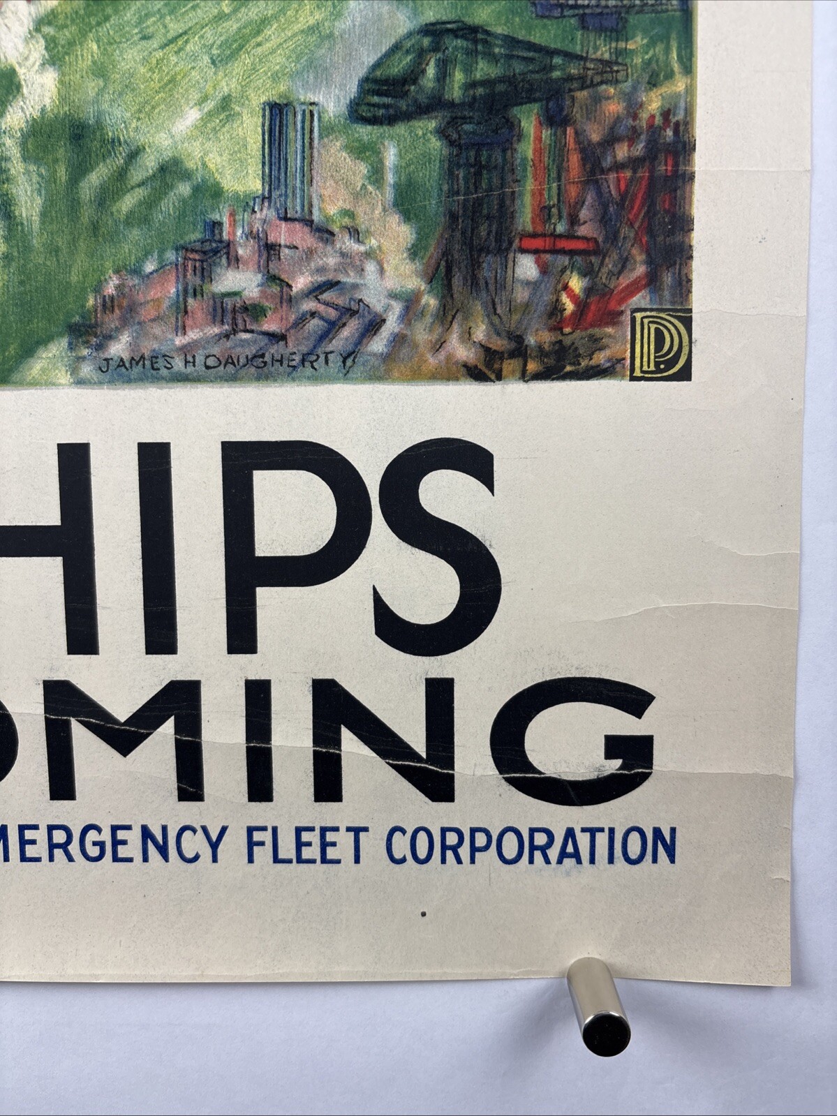 SHIPS ARE COMING World War I Bond Poster (VeryFine+)1917 20x30 WW1 Bald Eagle 18