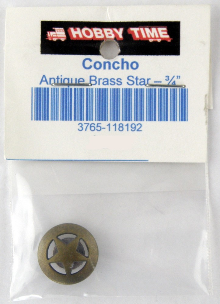 3/4" Antique Brass Star Round Concho - Screwback