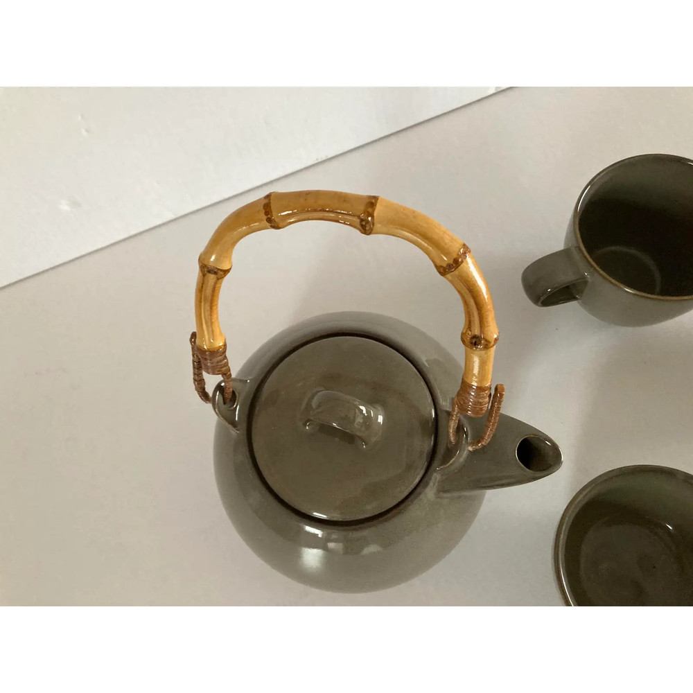Forelife Ceramic Deep Moss Green 6 Pieces Tea Set