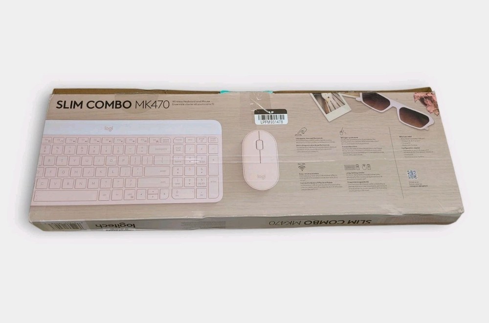 Logitech - MK470 Full-size Pink Wireless Scissor Keyboard and Mouse Bundle