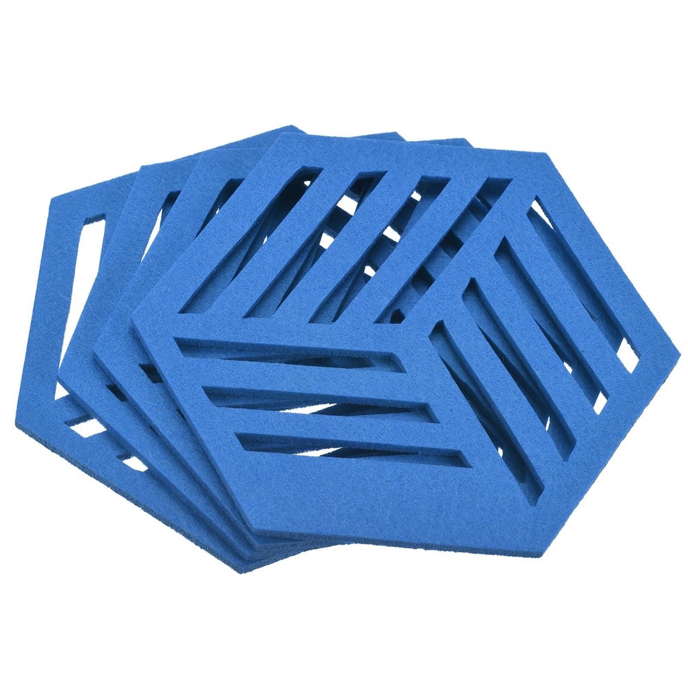 Felt coasters, 4pcs hexagonalagon mat tampons coasters, blue sky