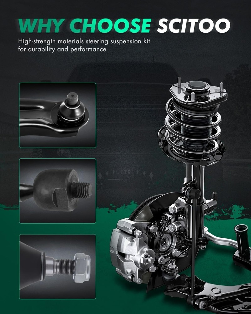 12Pcs Front Suspension Kit 2 Upper Control Arm and Ball Joint 2 Lower Control Ar
