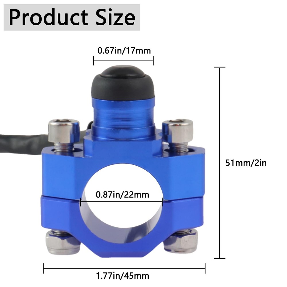 Universal Motorcycle Engine Stop Start Kill Switch Button Blue(Black Button)