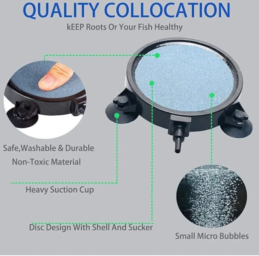 kathson 4.2 Inch Air Stone Disc Bubble Diffuser 4 PCS with Suction Cups