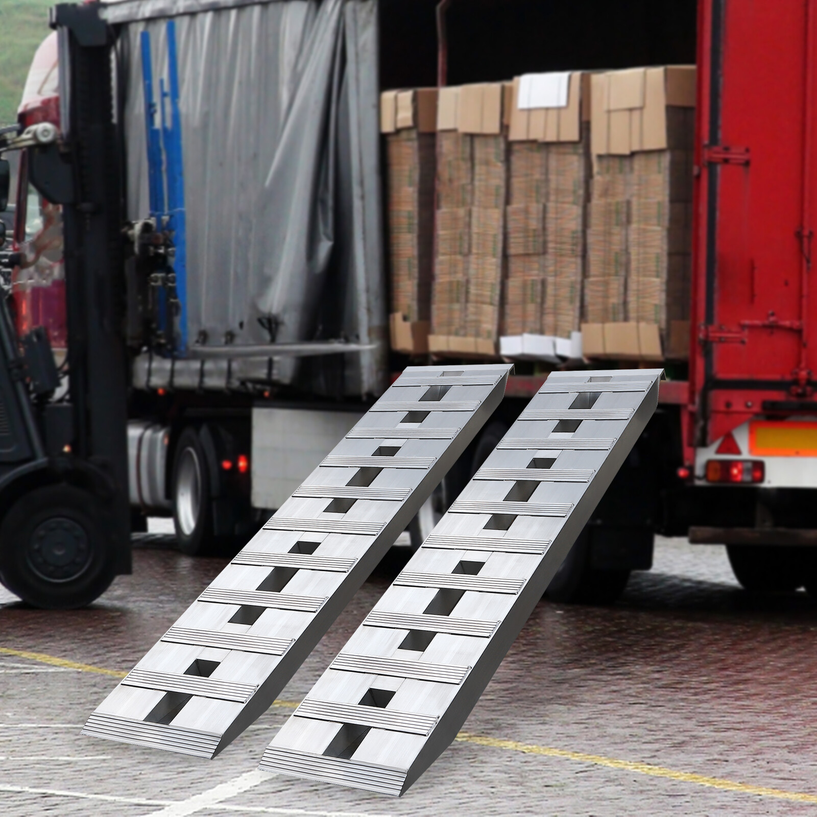 Truck Car Auto Trailer Ramps Universal Hook Aluminum Loading Ramps 2.72t/6000lbs