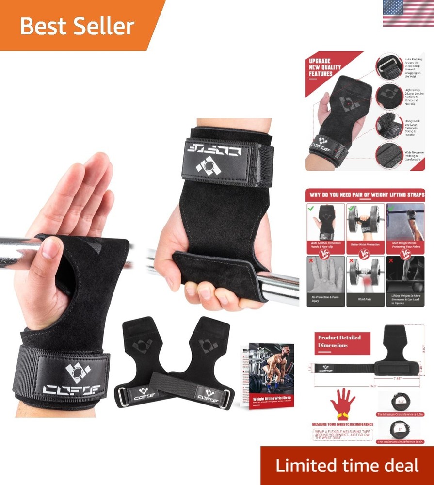 Double Layer Leather Weightlifting Wrist Straps for Enhanced Grip & Support
