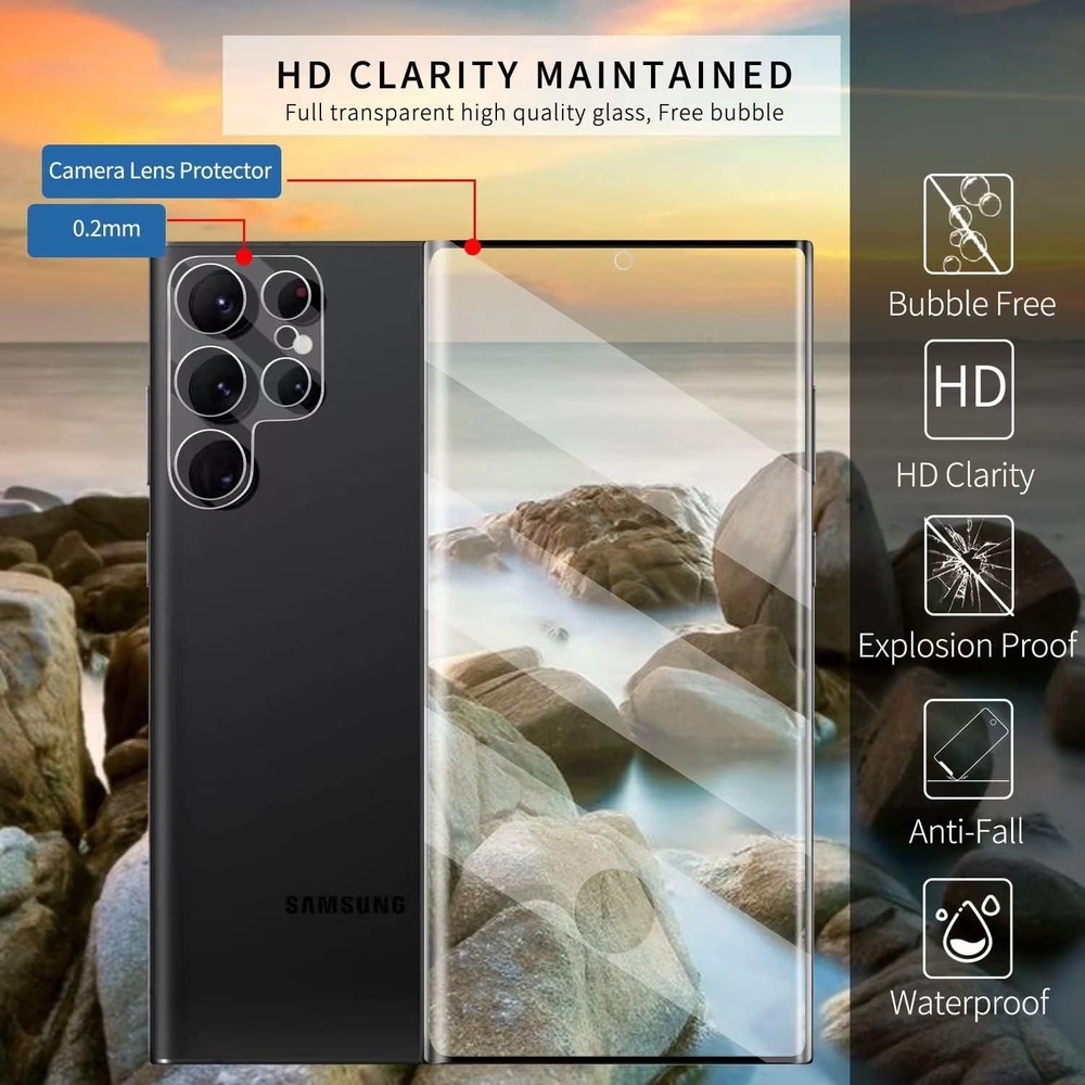 [2+2 Pack] Galaxy S22 Ultra Screen Protector, Tempered Glass,