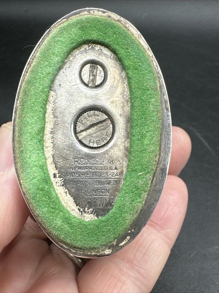 Vintage Silver Ronson Crown Table Lighter ~ Untested ~ Needs Cleaning