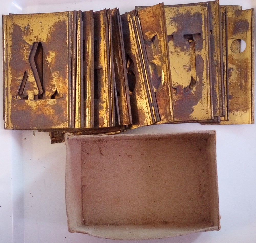 Vintage Brass Stencils Interlocking Large 4" X 2 1/2"