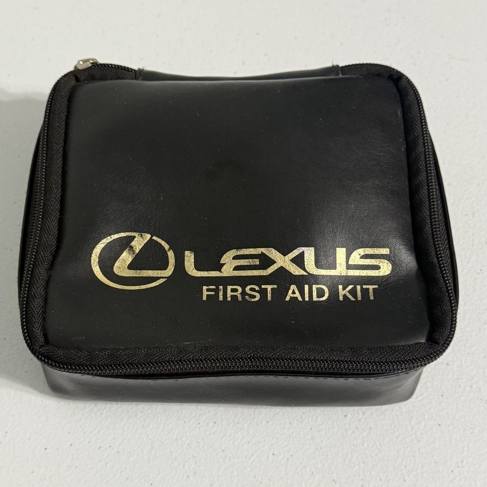ORIGINAL LEXUS BLACK LEATHER FIRST AID KIT CASE VELCRO