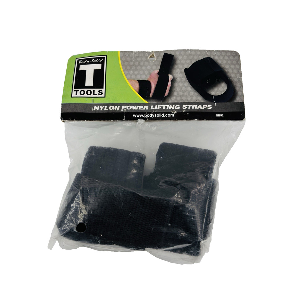 NEW Body Solid Tools Nylon Power Lifting Straps Pair Black NB52 Grip Strength