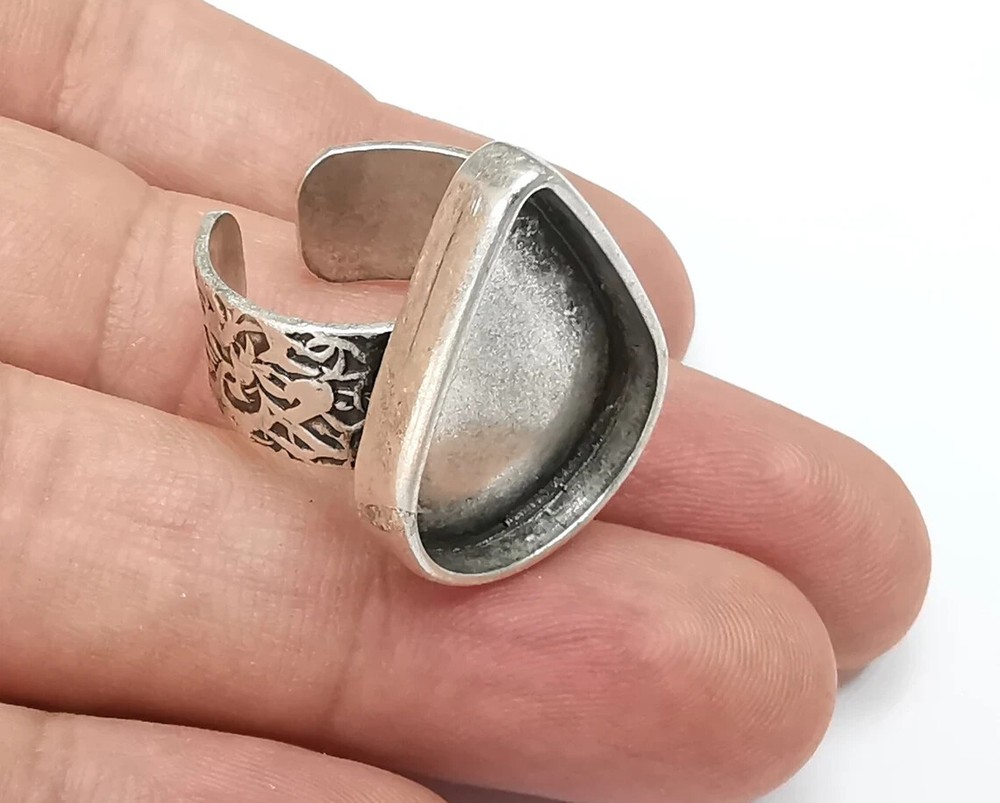 Drop Ring, Ring Blank Setting, Cabochon Mounting, Adjustable Resin Base Bezels