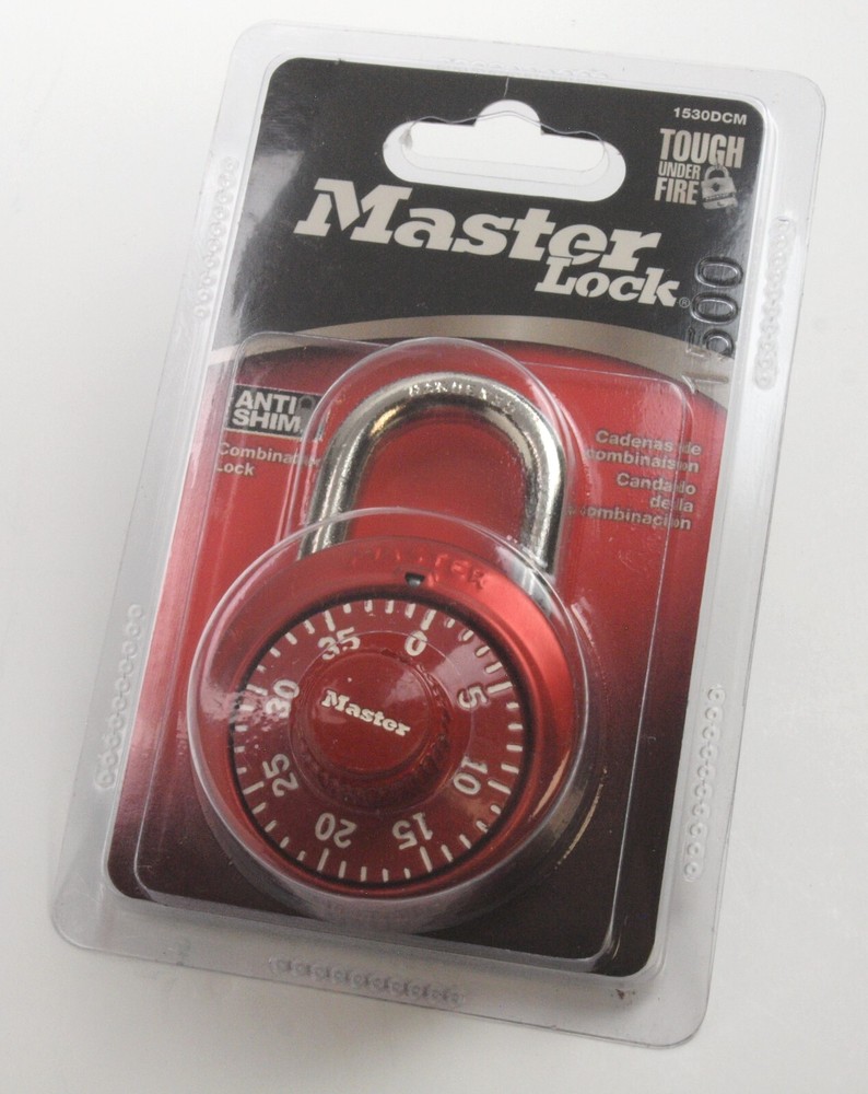Master Lock Combination Locker Padlock Anti Shim Red Chrome 1530DCM