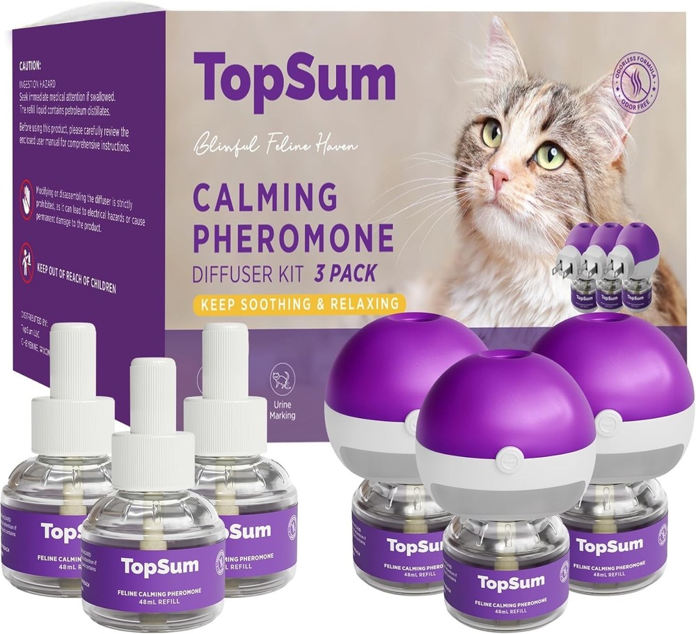 Cat Pheromone Diffuser Set - Long-lasting Calm for Cats, 3 Pack