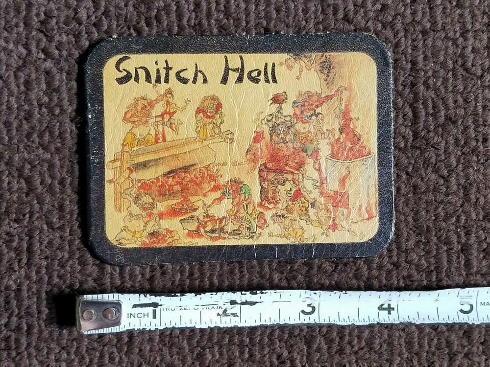 100% Leather - SNITCH HELL - Biker Jacket Motorcycle Vest Sew-On Patch