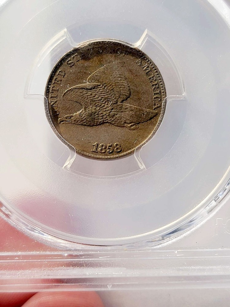 1858/7 Overdate Flying Eagle Cent 1C One Cent PCGS AU50 Weak