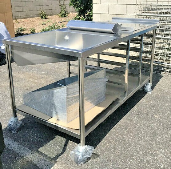 NEW 66" Donuts Table Working Station W/ Glazing Dipper Sugar Pan Bottom Basket