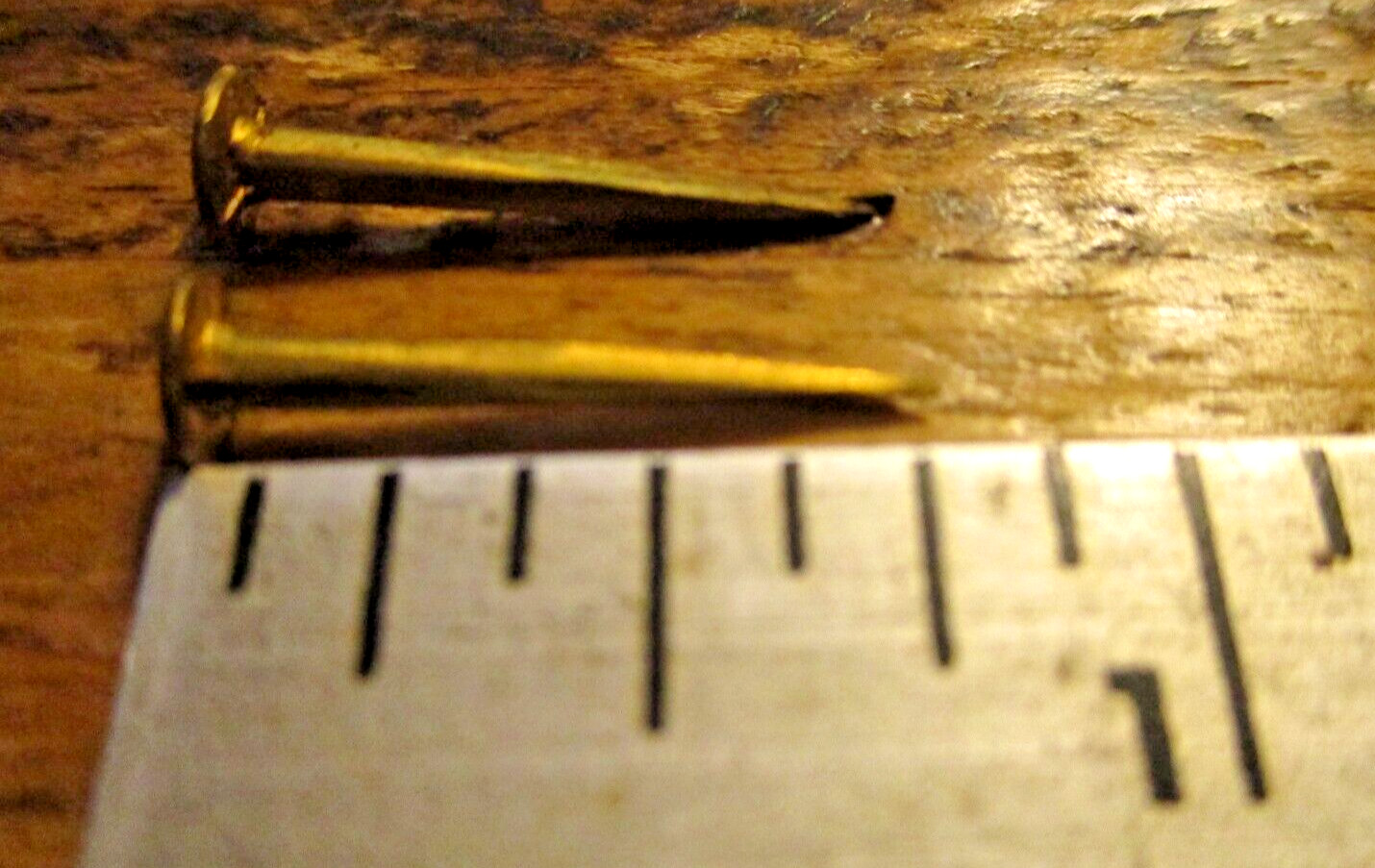 50-ANTIQUE SOLID BRASS 5/8" LONG CANOE TACKS-SHARP NAILS 13/64” ROUND DOMED HEAD