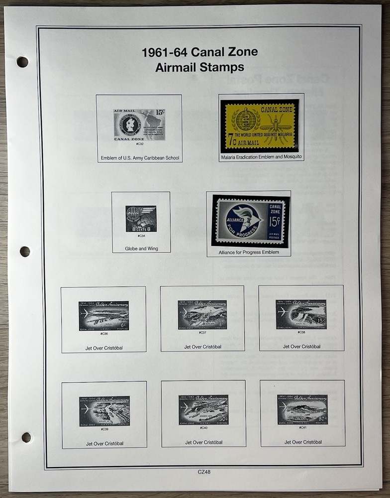 Mystic Heritage Collection - Canal Zone Stamp Section - Album Insert + 13 Stamps