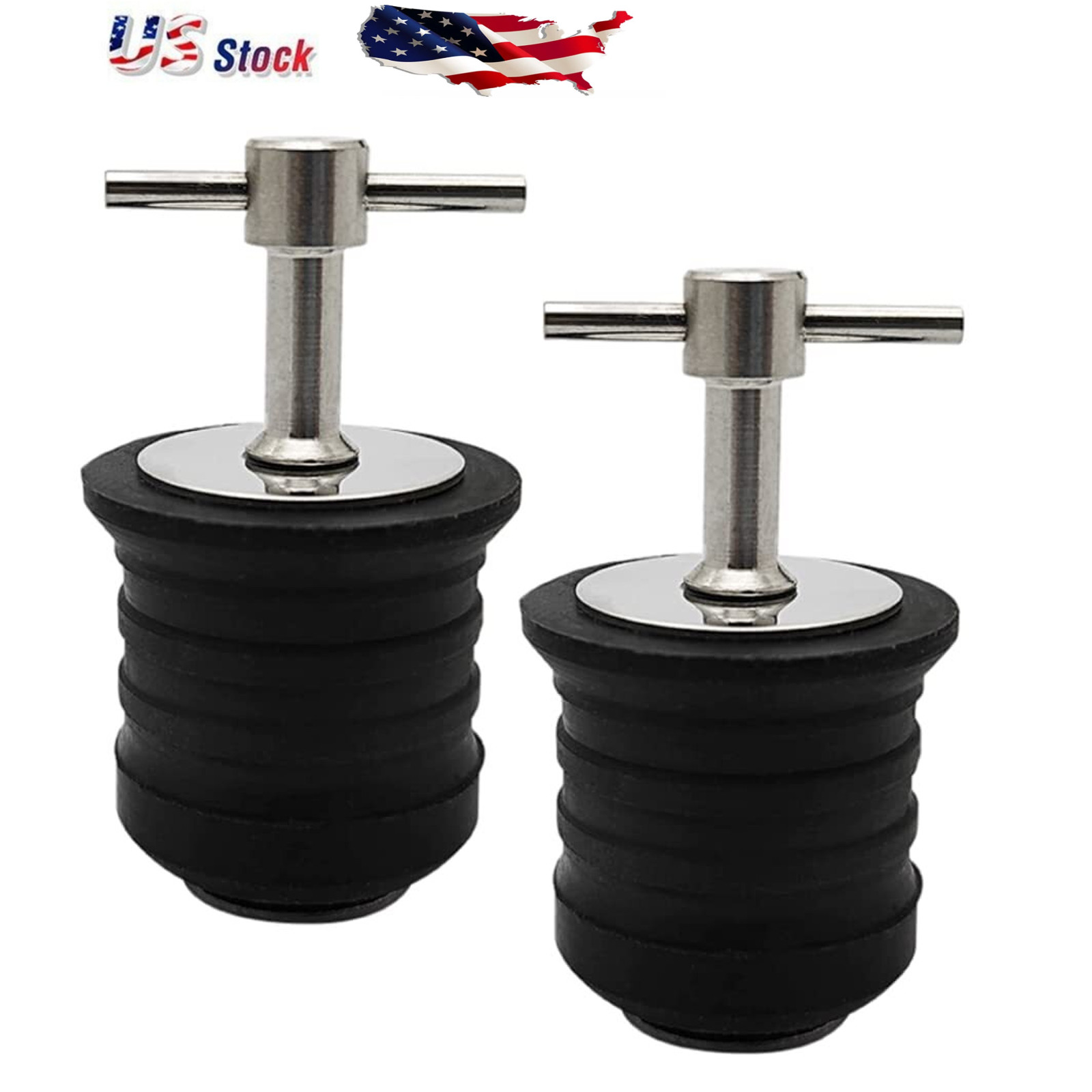 2PCS Boat Drain Plug Snap Plug T Handle Boat Drain Plug Rubber Plugs Twist Hull