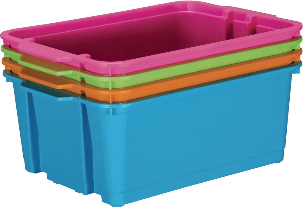 Classroom Stacking Bins - Neon - Set of 4