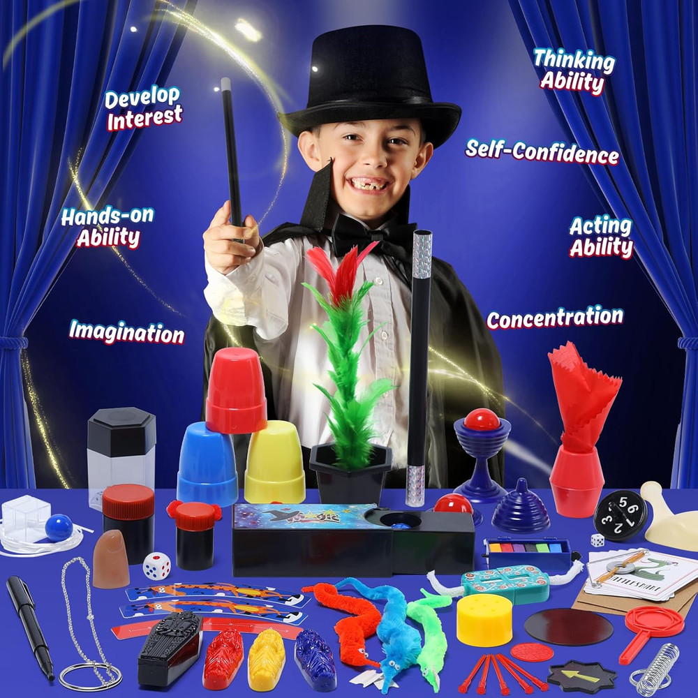 Magic Starter Kit - 100+ Tricks for Kids Age 6-10, Includes Dice Magic Trick,...