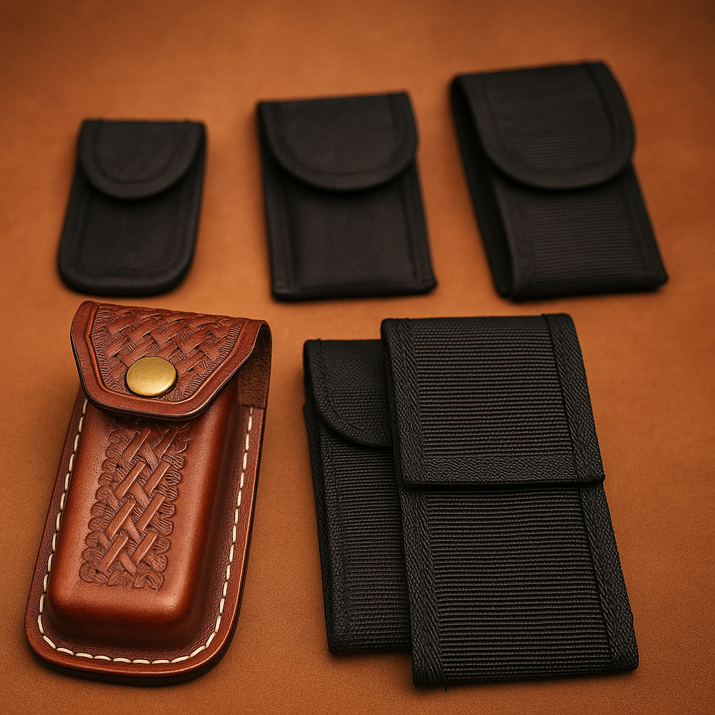 Sheath Knife Pouch Holder 2–5" Nylon or Leather Belt Case for Swiss Army Knives