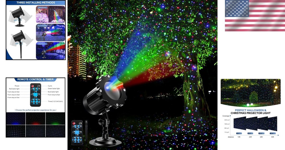 Versatile RGB Laser Lights - Easy Setup with Remote & Waterproof Features
